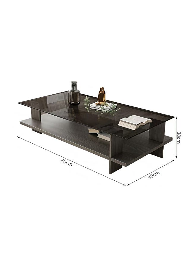 ChenDa Modern Grey Oak Tempered Glass Coffee Table 80×40×38cm - Impact Resistant & Stable Living Room Coffee Table - Image 4
